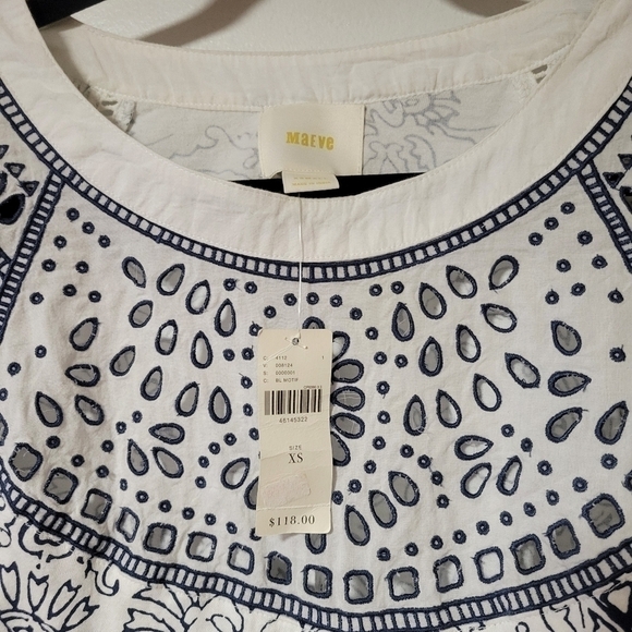 Anthropologie Maeve NWT Ester Embroidered Eyelet Top size extra small. - Picture 5 of 13